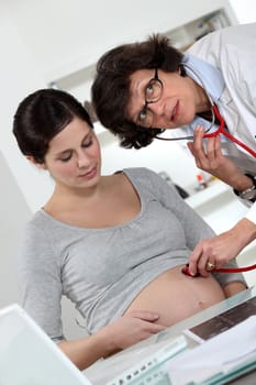 Pregnant woman in doctors appointment