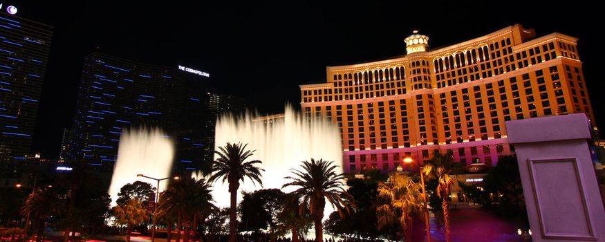 Las Vegas, USA - May 22, 2012: Bellagio is a posh hotel and casino located on the famous Las Vegas Strip.  An intricate array of fountains outside the building provides a beautiful show for Las Vegas visitors.