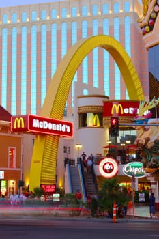 Las Vegas, USA - May 22, 2012: McDonald's Restaurant near the Venetian on the famous Las Vegas Strip.  The McDonald's company originated in the 1940's and has expanded to over 30,000 locations worldwide.