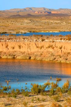 Shoreline of Lake Mead National Recreation Area east of Las Vegas, Nevada.