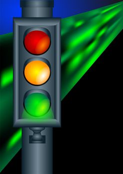 traffic lights on night road. 10 EPS