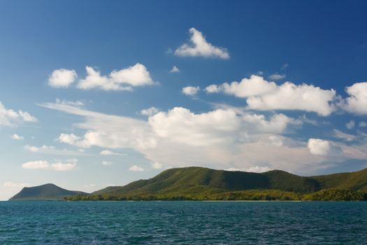 Destination island in the middle of the sea wallpaper and background at Sattaheep beach in Thailand