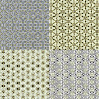 Set vintage shabby background with classy patterns. Geometric or floral pattern on paper texture in grunge style.