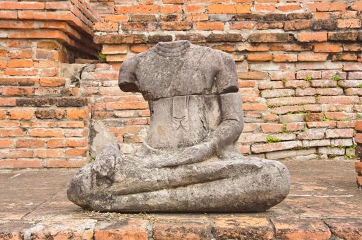 The ancient buddha statue at Ayutthaya history park, Thailand