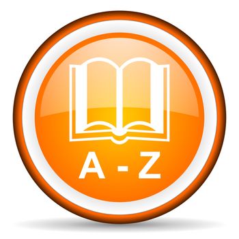 dictionary orange glossy circle icon on white background
