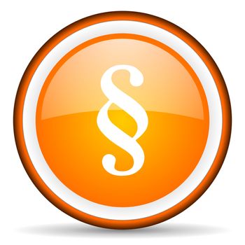 paragraph orange glossy circle icon on white background