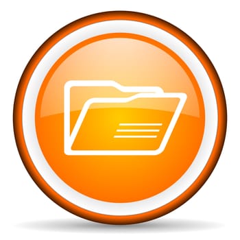 folder orange glossy circle icon on white background