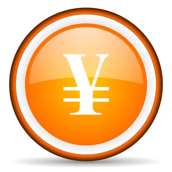 yen orange glossy circle icon on white background