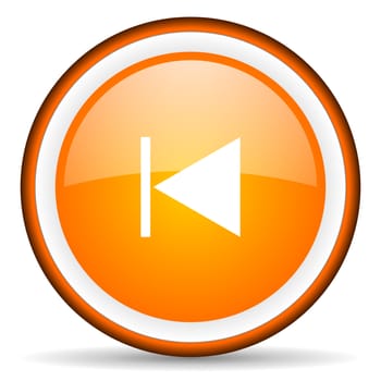 prev orange glossy circle icon on white background