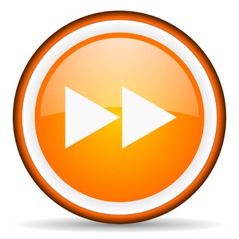 scroll orange glossy circle icon on white background