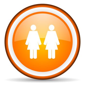 couple orange glossy circle icon on white background