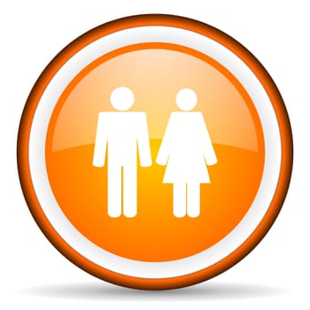 couple orange glossy circle icon on white background