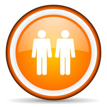 couple orange glossy circle icon on white background