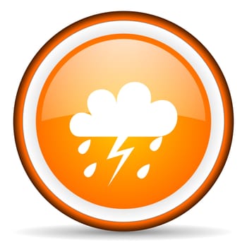 weather orange glossy circle icon on white background