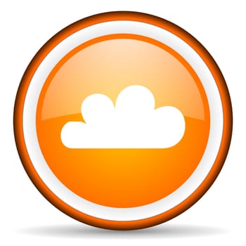 weather orange glossy circle icon on white background