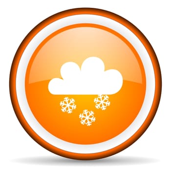 weather orange glossy circle icon on white background