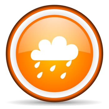 weather orange glossy circle icon on white background