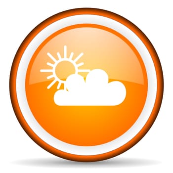 weather orange glossy circle icon on white background