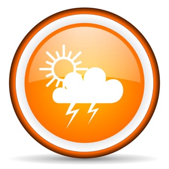 weather orange glossy circle icon on white background