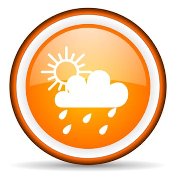 weather orange glossy circle icon on white background