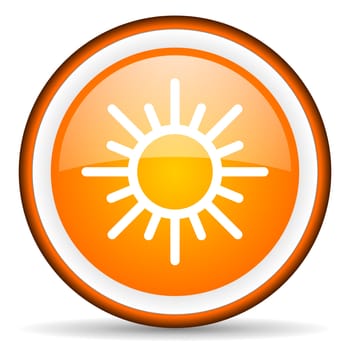 sun orange glossy circle icon on white background