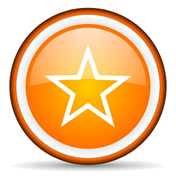 star orange glossy circle icon on white background