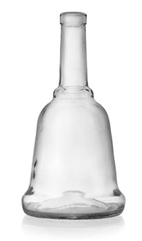 Empty bottles of liquor isolated on a white background