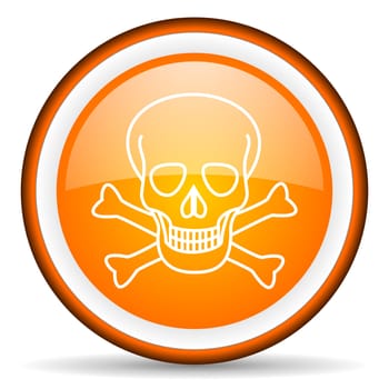 skull orange glossy circle icon on white background
