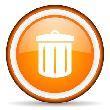 recycle orange glossy circle icon on white background