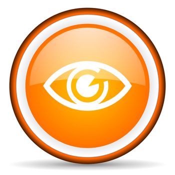 eye orange glossy circle icon on white background