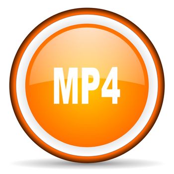 mp4 orange glossy circle icon on white background