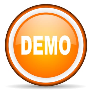 demo orange glossy circle icon on white background