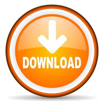 download orange glossy circle icon on white background