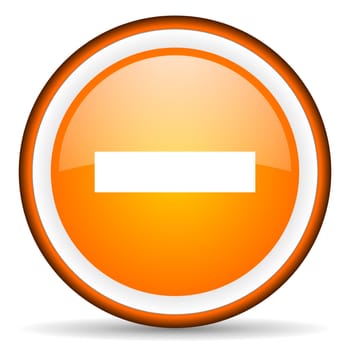 minus orange glossy circle icon on white background