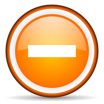 minus orange glossy circle icon on white background