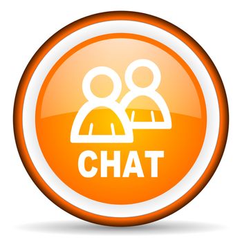 chat orange glossy circle icon on white background