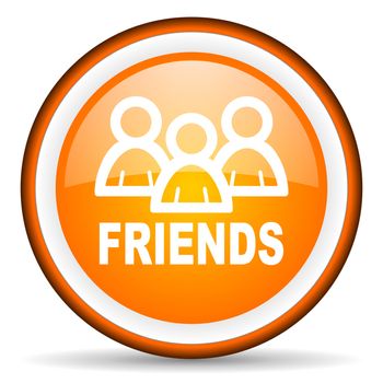 friends orange glossy circle icon on white background