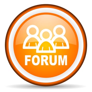 forum orange glossy circle icon on white background