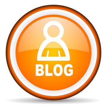blog orange glossy circle icon on white background