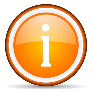 information orange glossy circle icon on white background