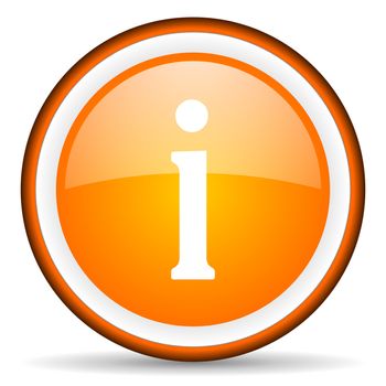 information orange glossy circle icon on white background