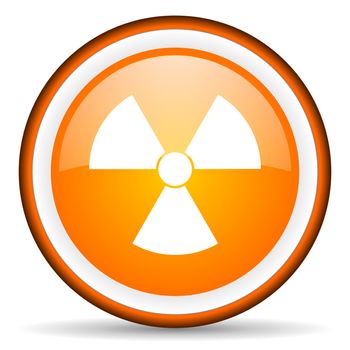radiation orange glossy circle icon on white background