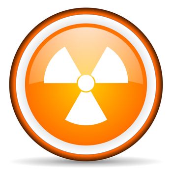 radiation orange glossy circle icon on white background