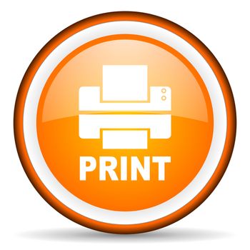 print orange glossy circle icon on white background