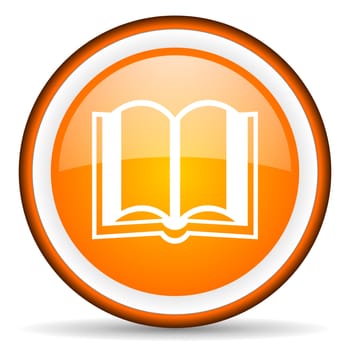 book orange glossy circle icon on white background