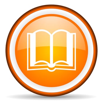 book orange glossy circle icon on white background