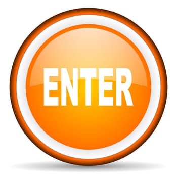 enter orange glossy circle icon on white background