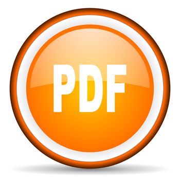 pdf orange glossy circle icon on white background