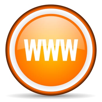 www orange glossy circle icon on white background