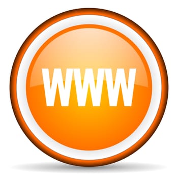 www orange glossy circle icon on white background